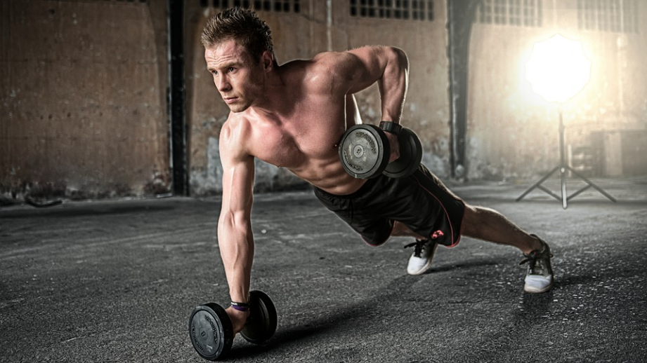 a person exercising indoors